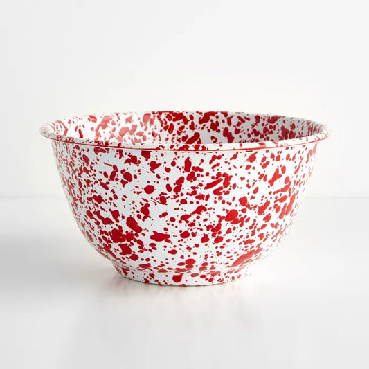 Salad bowl • Enamel • Splatter dark red