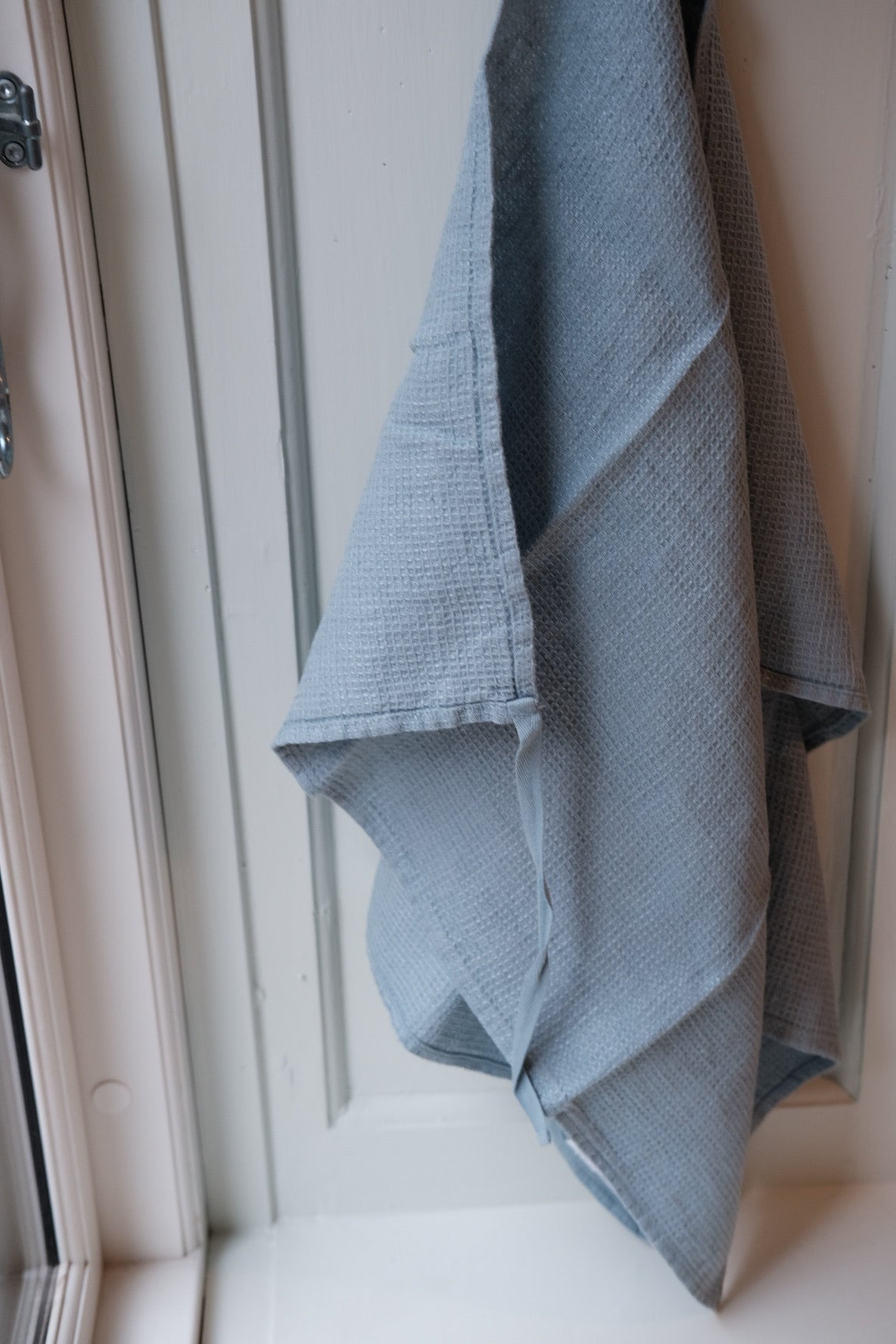 Tea towel • Linen • Mini Apron • Gray with Blue Check