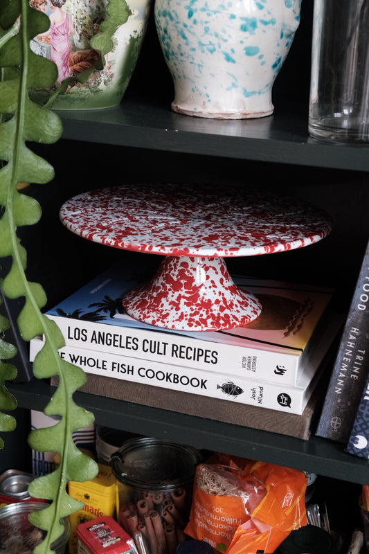 Cake dish • Enamel • Splatter Red