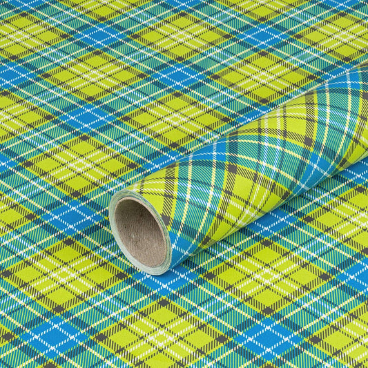 Gavepapir • 10 m • Grøn & Gul tartan