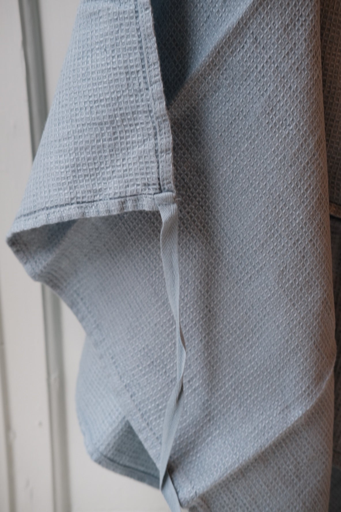 Tea towel • Linen • Mini Apron • Gray with Blue Check