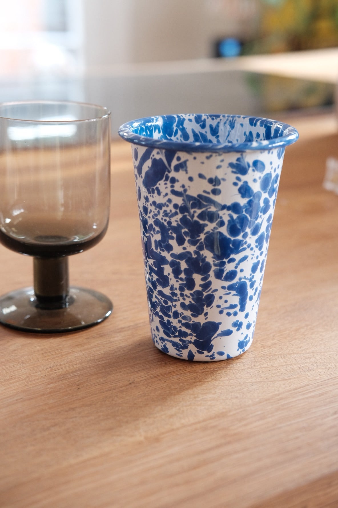 Drinking mug • Enamel • Splatter blue