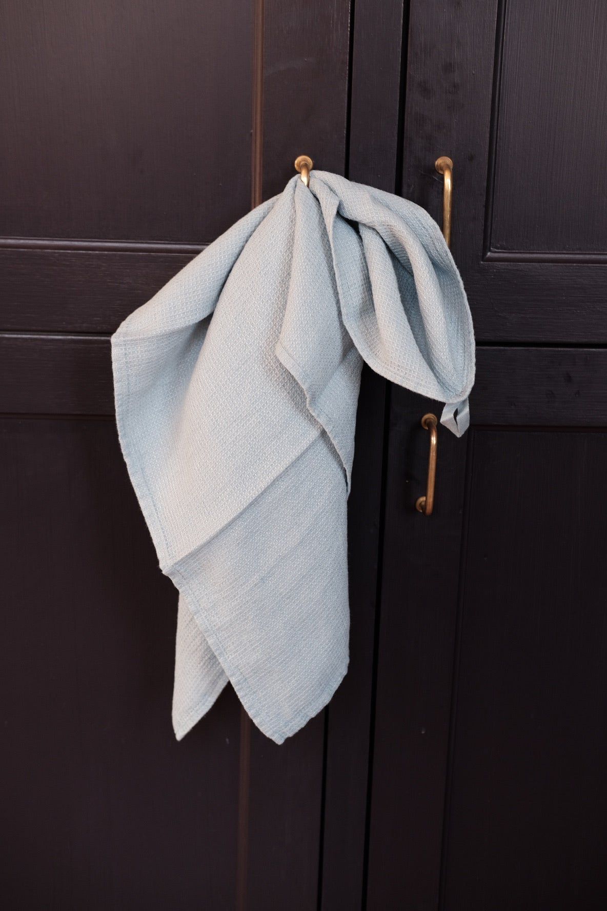 Tea towel • Linen • Mini Apron • Gray with Blue Check