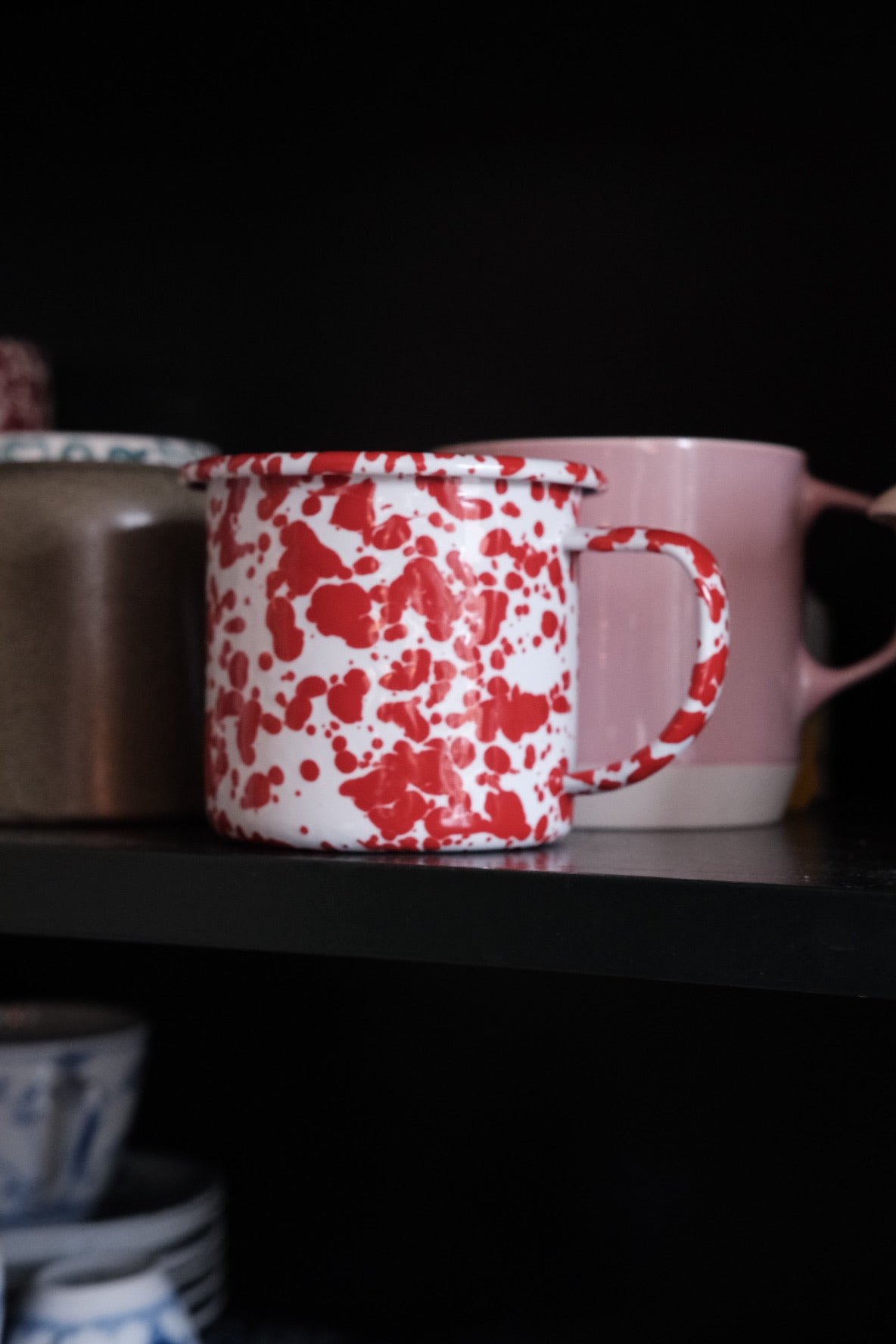 Mug with handle • Enamel • Splatter Red