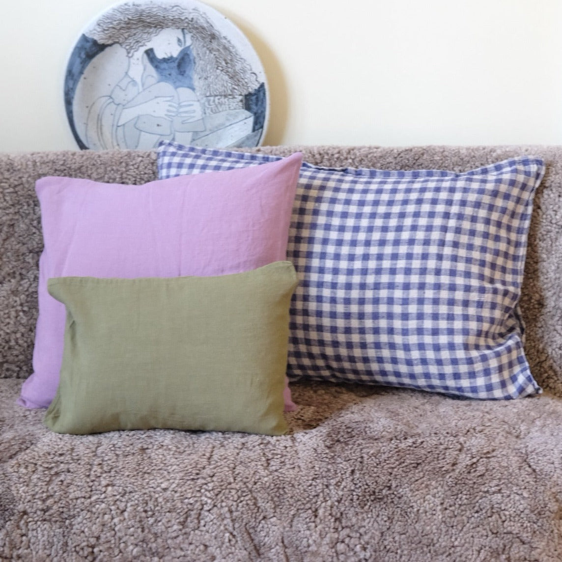 Pillow spring • Linen • 50x70 cm • Linen Blue Gingham